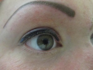 Eyeliner och bruna strå ögonbryn